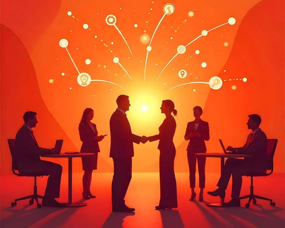 Women networking at ARK Meet Ups event in modern setting with plants